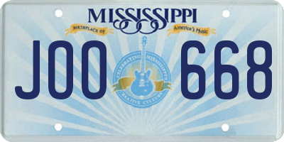 MS license plate JOO668