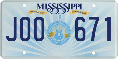 MS license plate JOO671