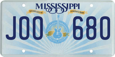 MS license plate JOO680