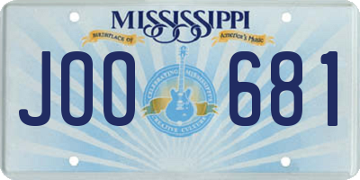 MS license plate JOO681