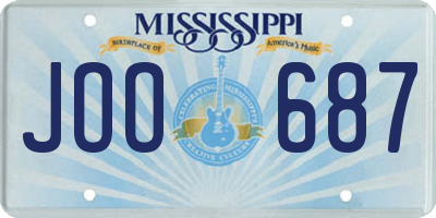 MS license plate JOO687
