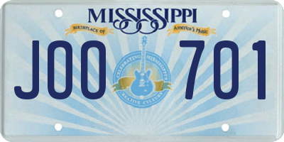 MS license plate JOO701