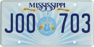 MS license plate JOO703