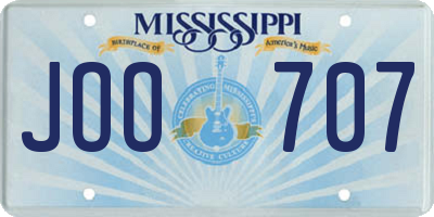 MS license plate JOO707