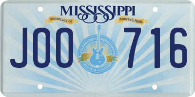 MS license plate JOO716