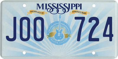 MS license plate JOO724