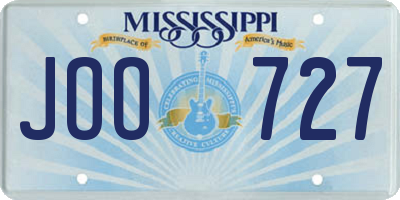 MS license plate JOO727