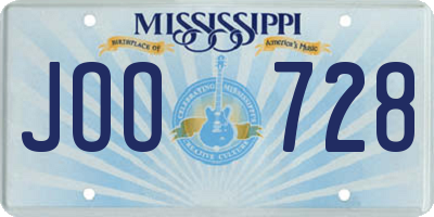 MS license plate JOO728