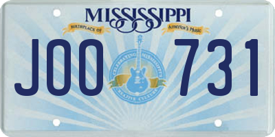 MS license plate JOO731