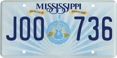 MS license plate JOO736