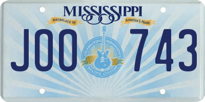 MS license plate JOO743