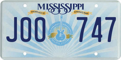 MS license plate JOO747