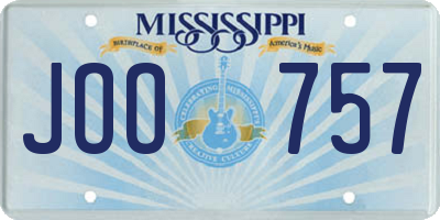 MS license plate JOO757