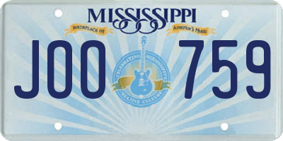 MS license plate JOO759