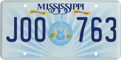 MS license plate JOO763