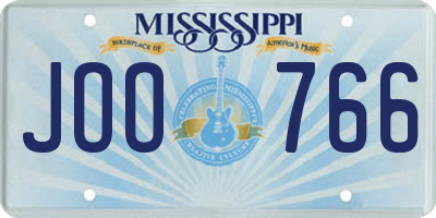 MS license plate JOO766