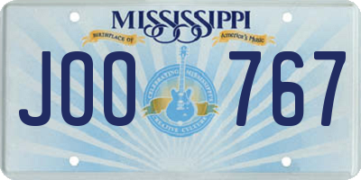 MS license plate JOO767