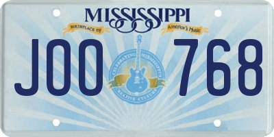 MS license plate JOO768