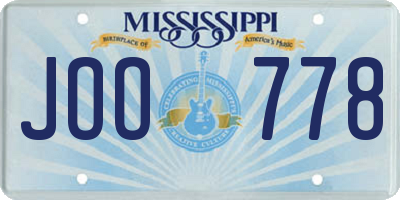 MS license plate JOO778