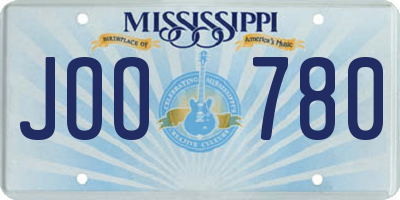 MS license plate JOO780