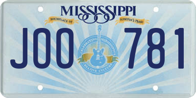 MS license plate JOO781