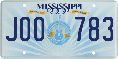 MS license plate JOO783