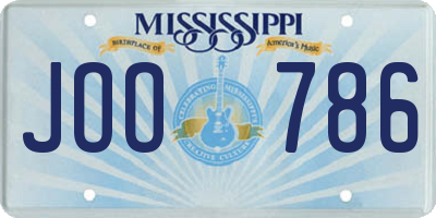 MS license plate JOO786