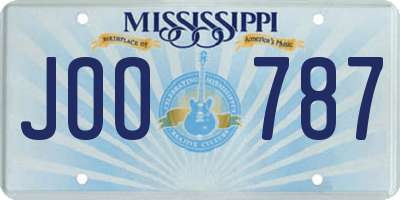 MS license plate JOO787