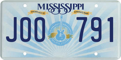 MS license plate JOO791