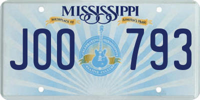 MS license plate JOO793