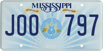MS license plate JOO797