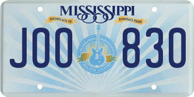MS license plate JOO830