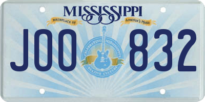 MS license plate JOO832