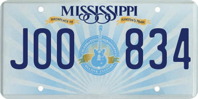 MS license plate JOO834