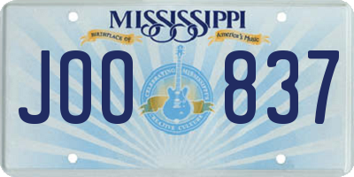 MS license plate JOO837