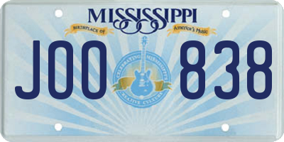 MS license plate JOO838