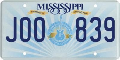 MS license plate JOO839