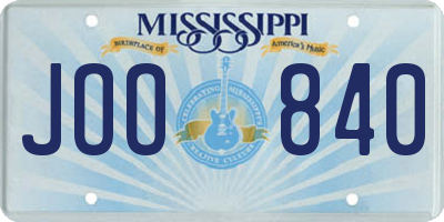 MS license plate JOO840