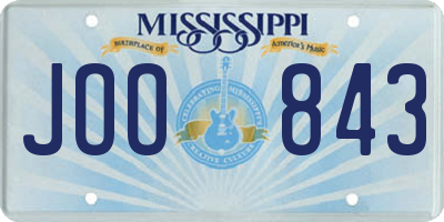 MS license plate JOO843