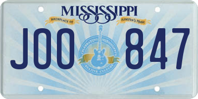 MS license plate JOO847
