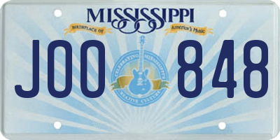 MS license plate JOO848