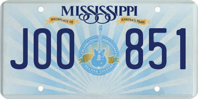 MS license plate JOO851