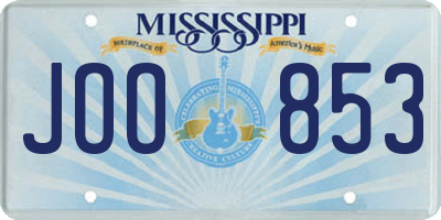 MS license plate JOO853