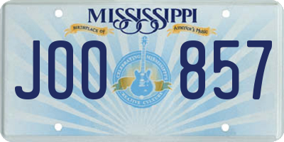 MS license plate JOO857