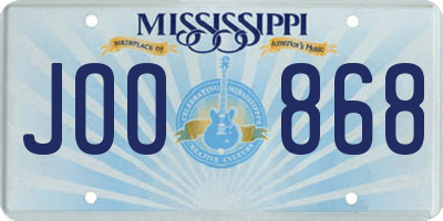 MS license plate JOO868