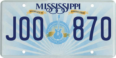 MS license plate JOO870