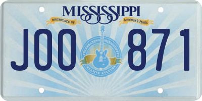 MS license plate JOO871