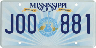 MS license plate JOO881