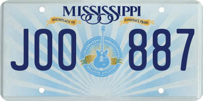 MS license plate JOO887