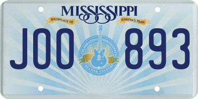 MS license plate JOO893